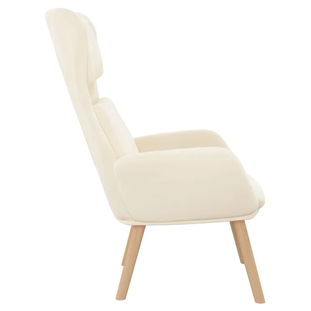 vidaXL Poltrona Relax Velluto Bianco Crema - Seduta Comfort Living - 5