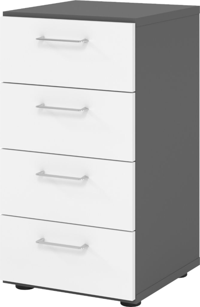 bümö smart Schubladen Schrank - 4 Schübe - Nachbildung: Graphit/Weiß