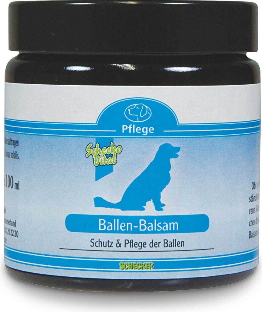 A product shot of a jar of dog paw balm.