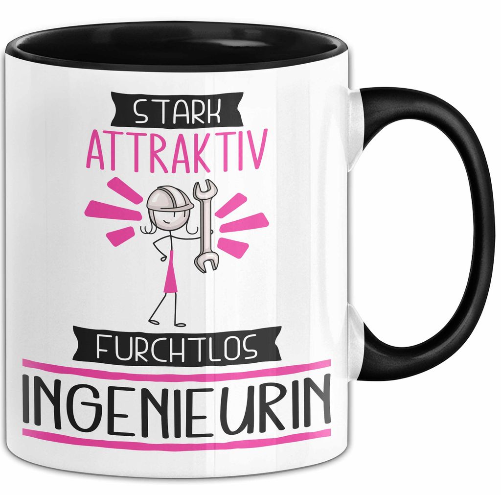 Ingenieurin Tasse Geschenk Becher Stark Attraktiv Furchtlos Ingenieurin Lustige Geschenkidee (Schwarz)