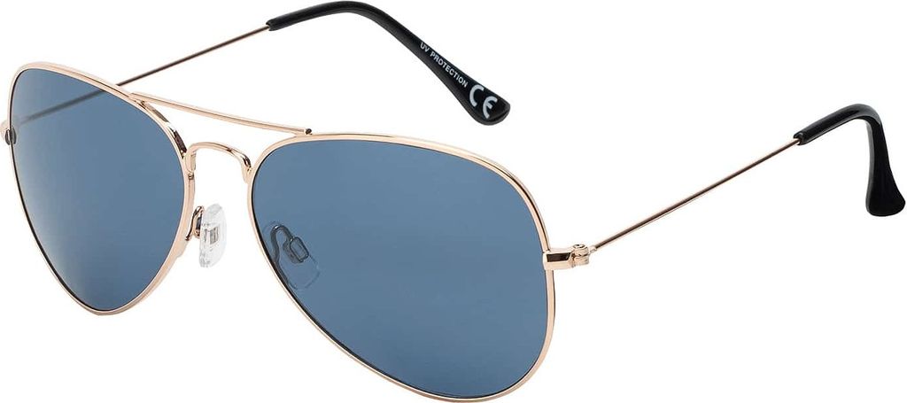 Sonnen Brille Designer Piloten Herren Sonnenbrille mit Kunstoffrahmen 30574 Blau Gold