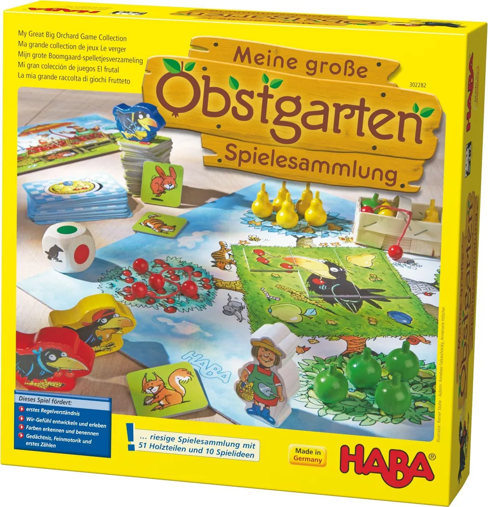 Coffret de 10 jeux de société éducatifs Le Verger de Haba dès 3 ans bois