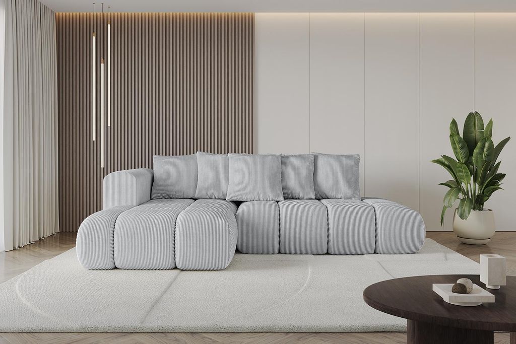 ALTDECOR Ecksofa mit Schlaffunktion und Bettkasten CLOUD-L-v1 280x185x90 Grau - Corner Sofa Bett Eckcouch Couch L-Form Schlafcouch Ausziehbar Wohnl...