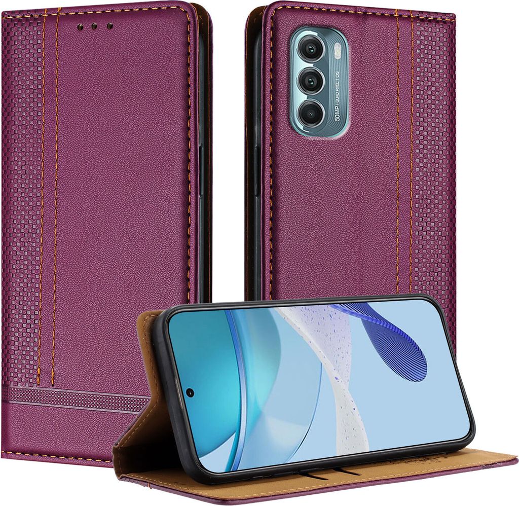 Handyhülle für Motorola Moto G Stylus 5G 2022 Leder Flip Klappbare Schutzhülle mit Standfunktion Lila