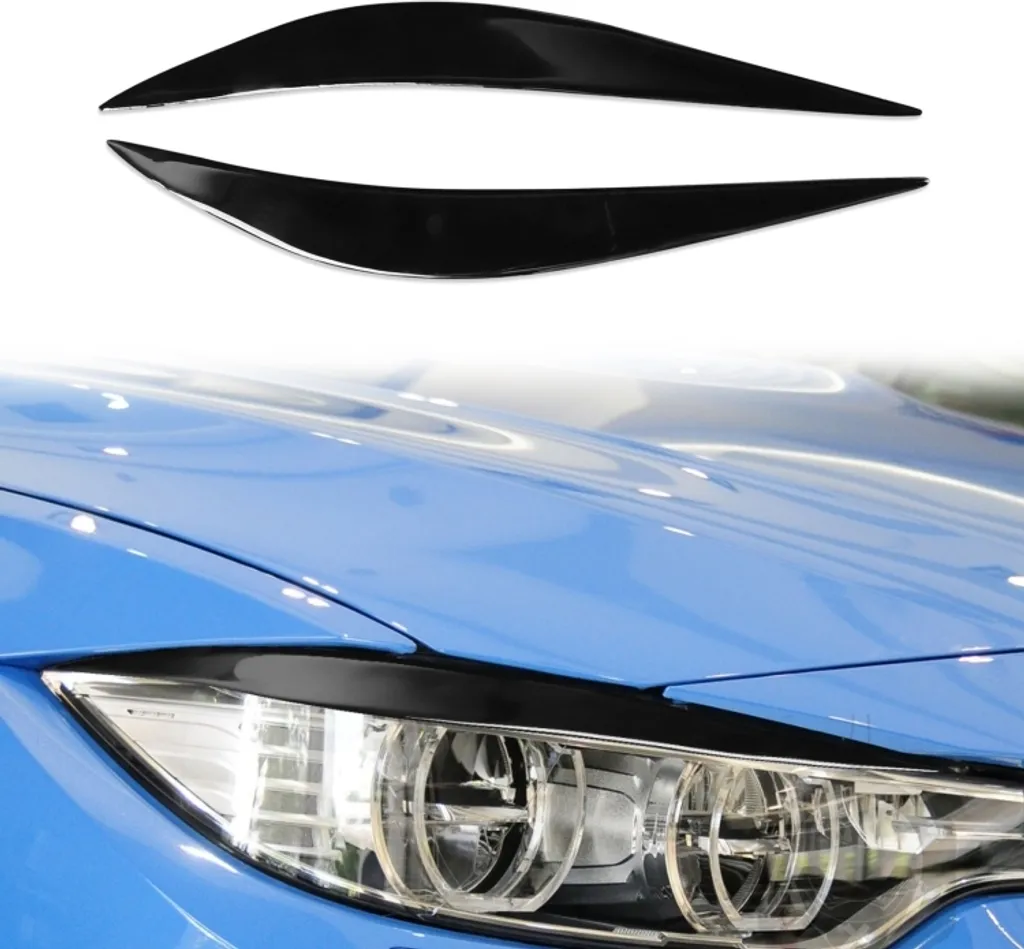Coppia Auto sopracciglio lampada morbida adesivo decorativo per BMW Serie 4 F32/F33/F36 2012-2017, M3 F80 e M4 F82/F83 2014-2016 (nero)