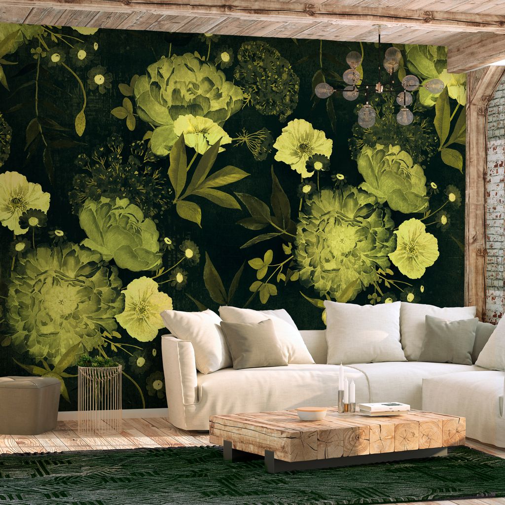 Vlies Fototapete Blumen 400x280 cm Tapeten Wandtapete XXL MohnBlumen Päonie Blätter Natur b-C-10143-a-b