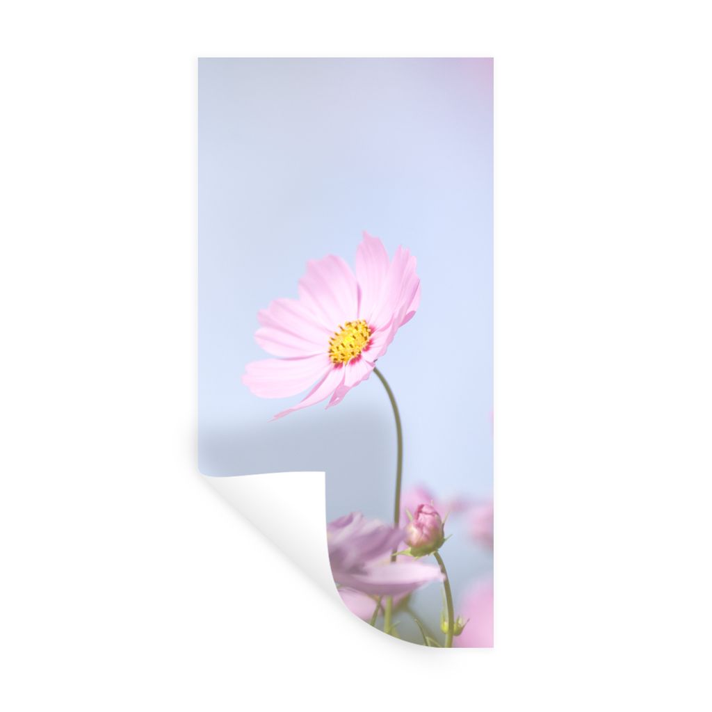 MuchoWow Wandtattoo Wandsticker Wandaufkleber Blumen - Rosa - Draußen - Natur 60x120 cm Selbstklebend und Repositionierbar - Selbstklebend - Fot...