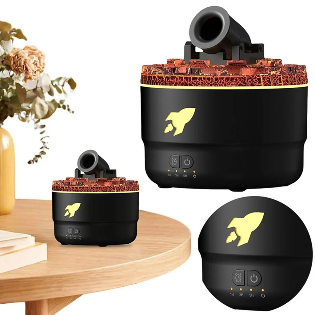 Luftbefeuchter, Aromatherapie Diffusor , Zeitgesteuerter leiser Diffusor,Raumbefeuchter Humidifier Vernebler mit bunten LED Nachtlicht,Schwarz
