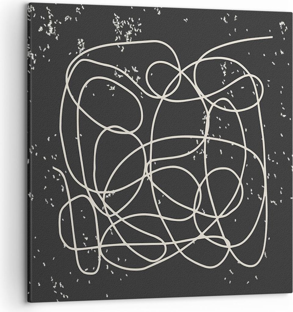 Bild auf Leinwand - Leinwandbild - Einteilig - Modern Linie Schwarz - 50x50cm - Wand Bild - Wanddeko - Wandbilder - Leinwanddruck - Bilder - Wandde...