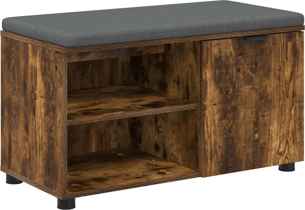 (Robust Möbel) Flurbank mit Kissen Uni Geräucherte Eiche 80x38x46cm - Sitzbänke DE685602