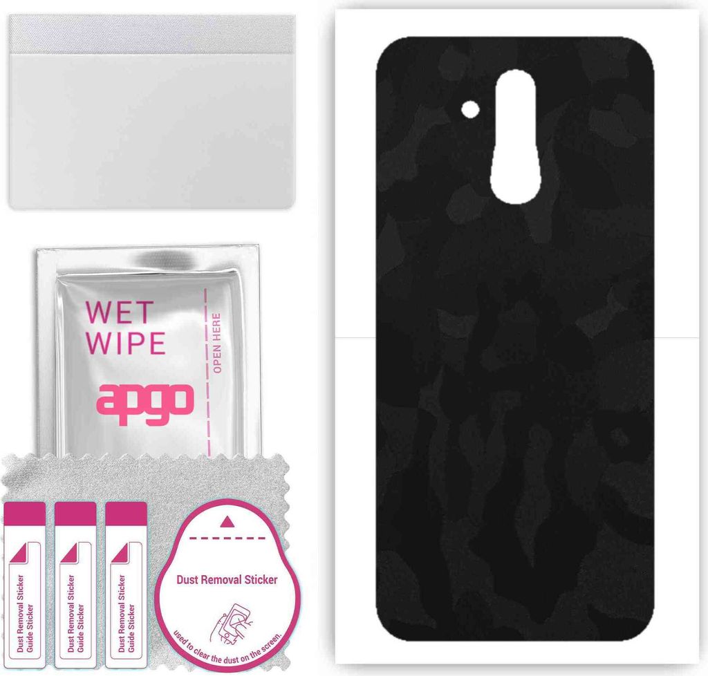 apgo Rückseite Schutzfolie, Skin, kompatibel mit Huawei Mate 20 lite, Hinten Displayschutzfolie aus Vinylfolie, kratzfest, einfache Montage - Schw...