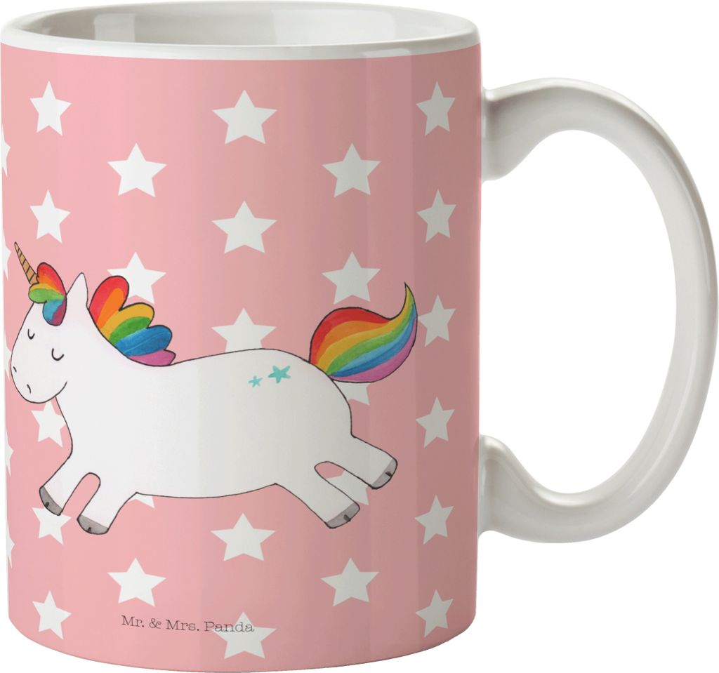 Mr. & Mrs. Panda Teetasse Einhorn Happy - Rot Pastell - Geschenk, schöne tasse, Spaß, Kaffeebecher, Unicorn, Lebensfreude, Lachen, Einhörner, Be...