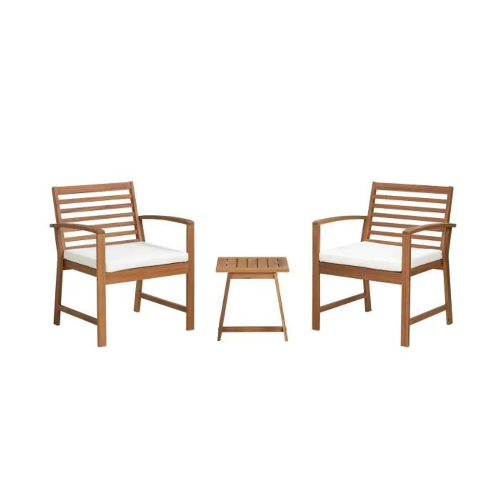 Mobilier de jardin Cali en bois d'acacia résistant et coussins déhoussables