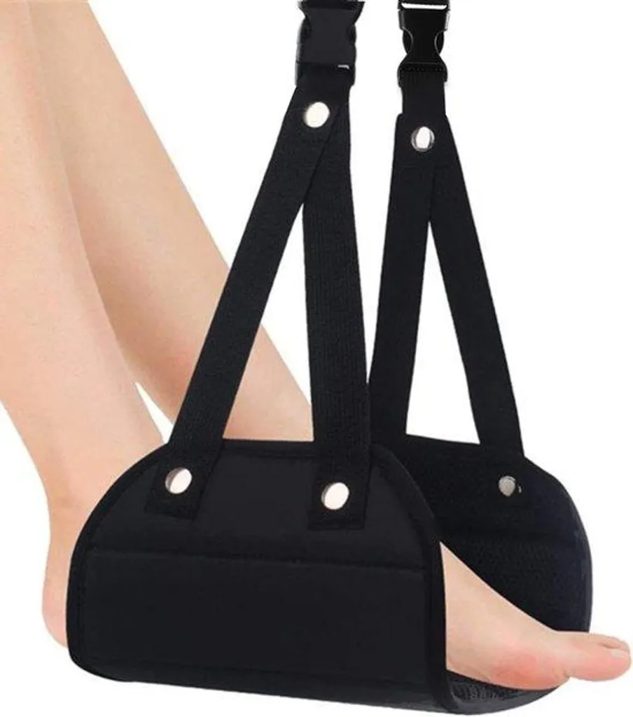 Repose-pieds d'avion contre jambes lourdes - Mousse Premium ajustable et noir