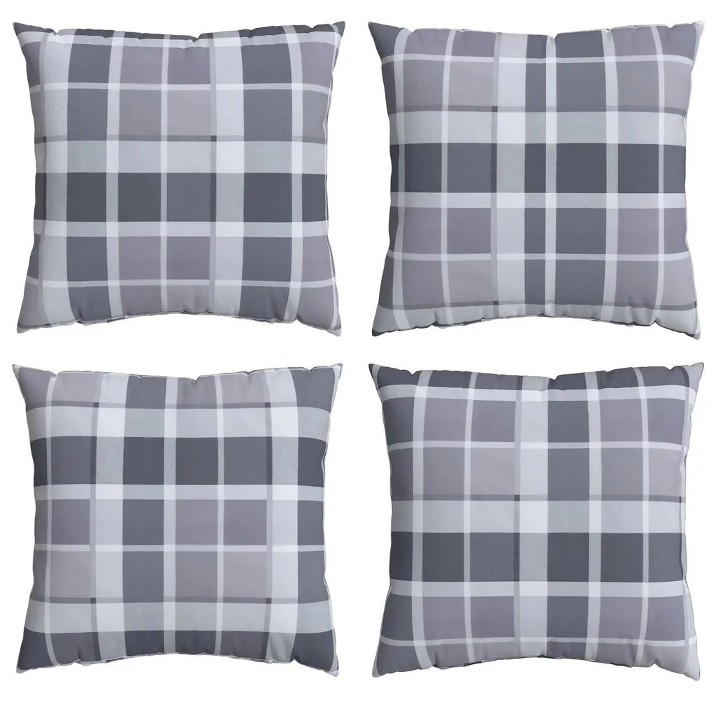 Coussin de Jardin Carré 50x50 cm Gris - Lot de 4 pour Salon de Terrasse