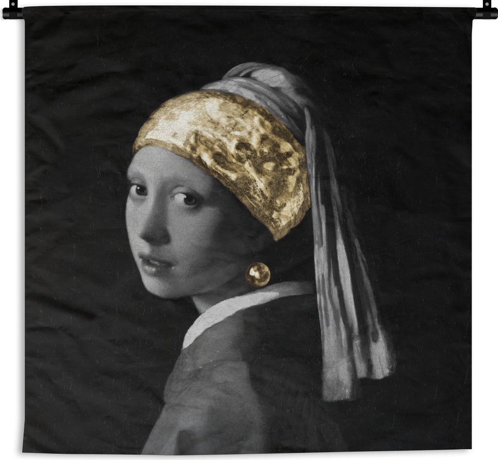 MuchoWow Wandteppich Wandbehang Mädchen mit Perlenohrring - Vermeer - Kunst 150x150 cm Tapisserie Dekoration Wandtuch - Wohnaccessoires - Modernes