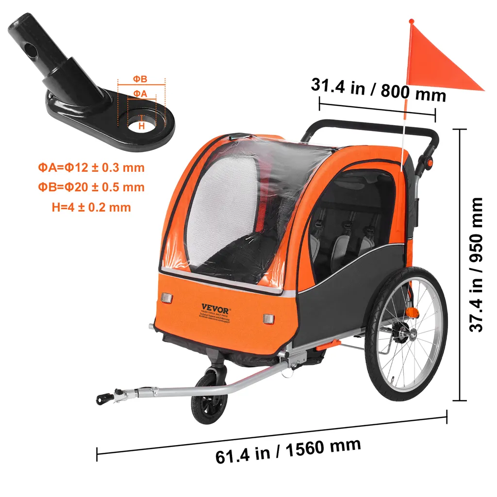 Remorque enfant pour vélo transformable en poussette buggy pliable - 8