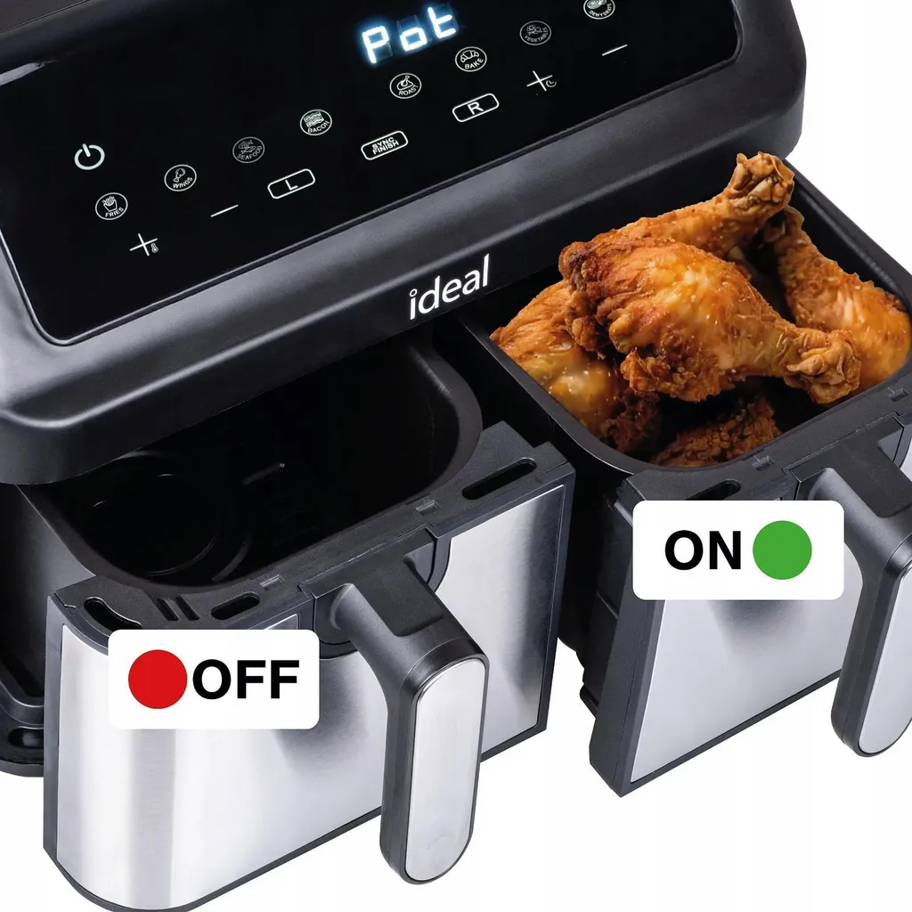Friteuse airfryer 9L Eldom IDEAL pour cuire deux plats simultanément - 10