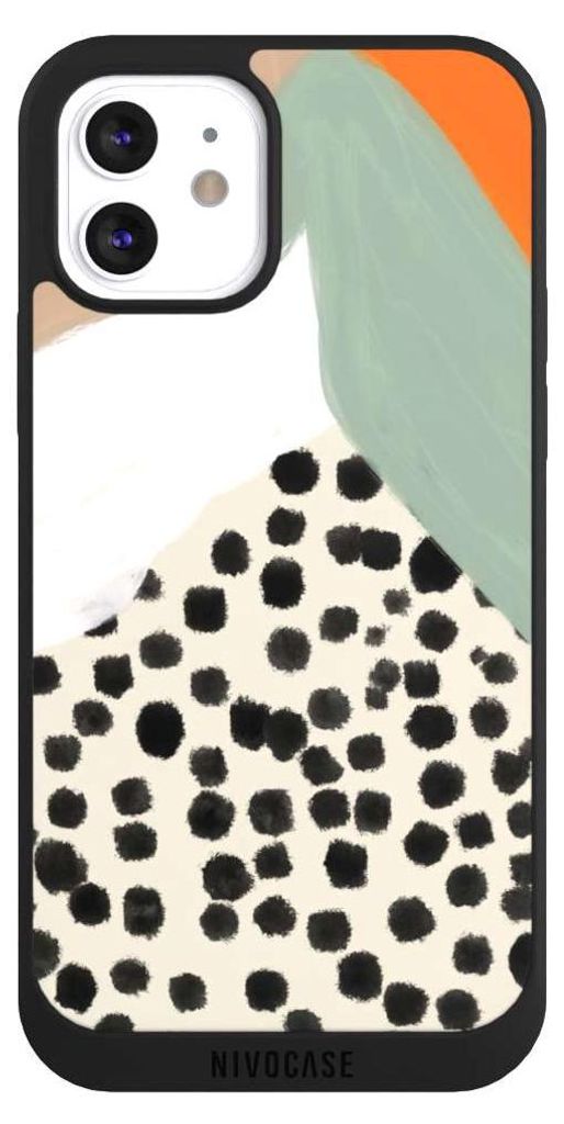 NIVOCASE Handyhülle für Apple iPhone 12 Hülle NIVOpure Case Schwarz Abstrakt Boho Kunst