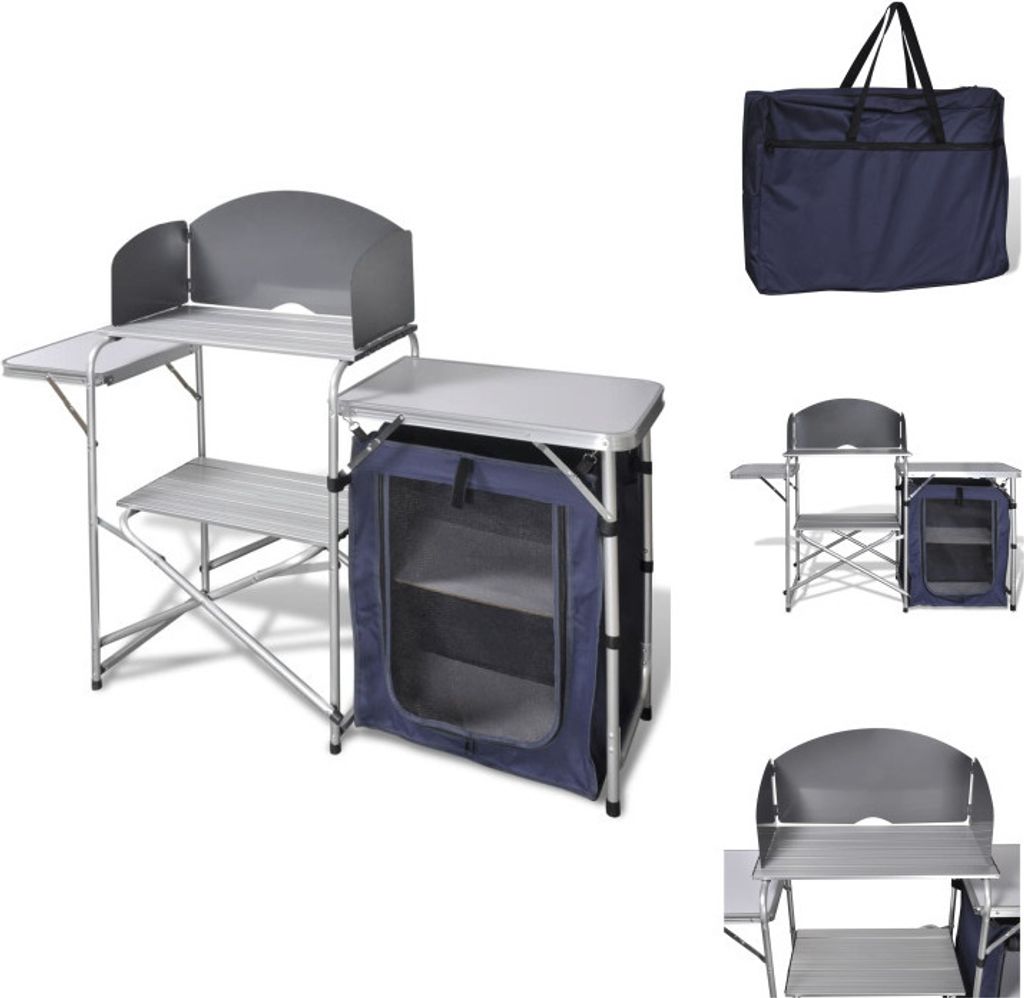 vidaXL Campingküche Klappbar mit Aluminium-Windschutz - Campingmöbel