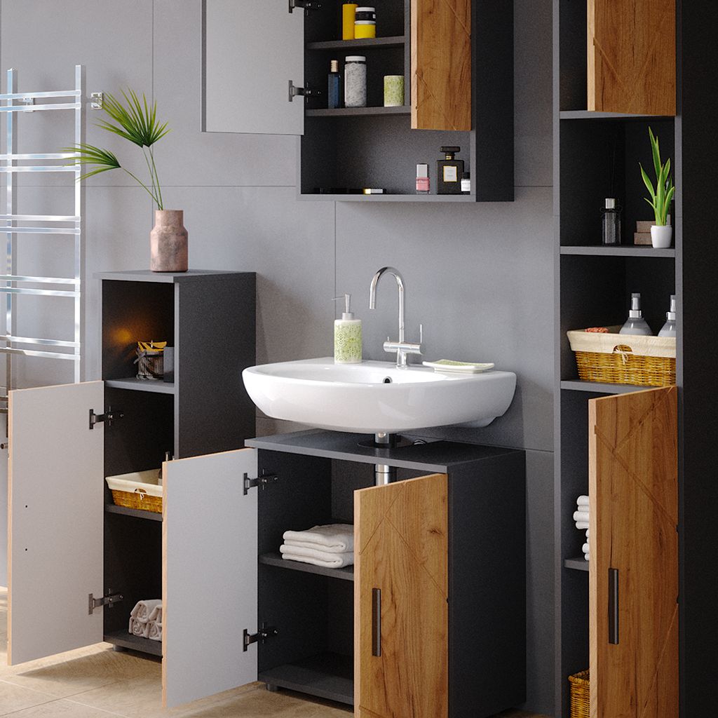 Vicco Badmöbel-Set Irma, 4 Teile, mit Hochschrank, Produktbild 5