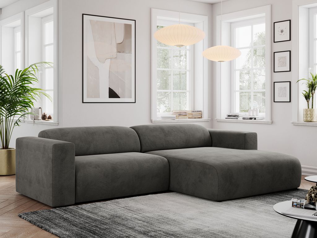 MKS MEBLE Ecksofa, Sofa L-Form, Wohnlandschaft L-Form, Modern Design Couch, Sofagarnitur, Couchgarnitur, Polsterecke - PASADENA -Dunkelgrau Velvet ...