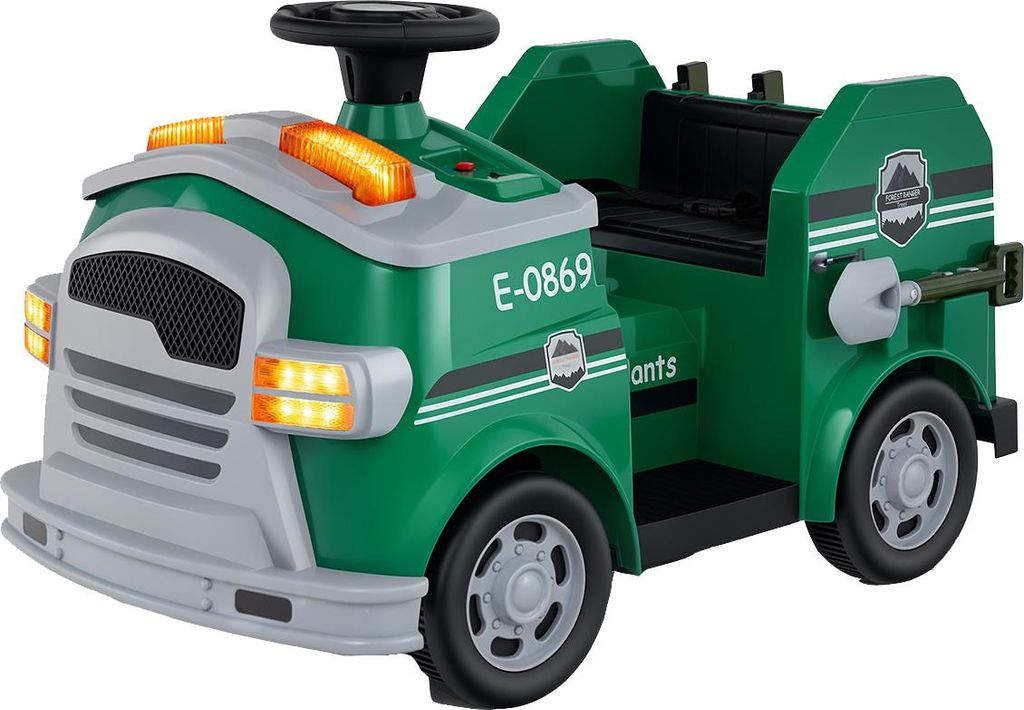 COSTWAY 12V Kinder Feuerwehrauto mit Musik & Alarm, Hupe, Schaufel, Feuerlöscher, Schutzhelm & Schraubenschlüssel, Spielzeugauto für Kinder 3+, ...