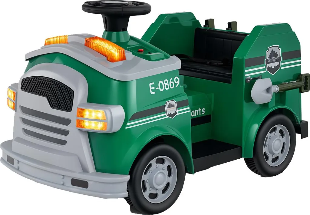 Camion de pompiers 12V Vert COSTWAY pour enfant avec sirène et casque