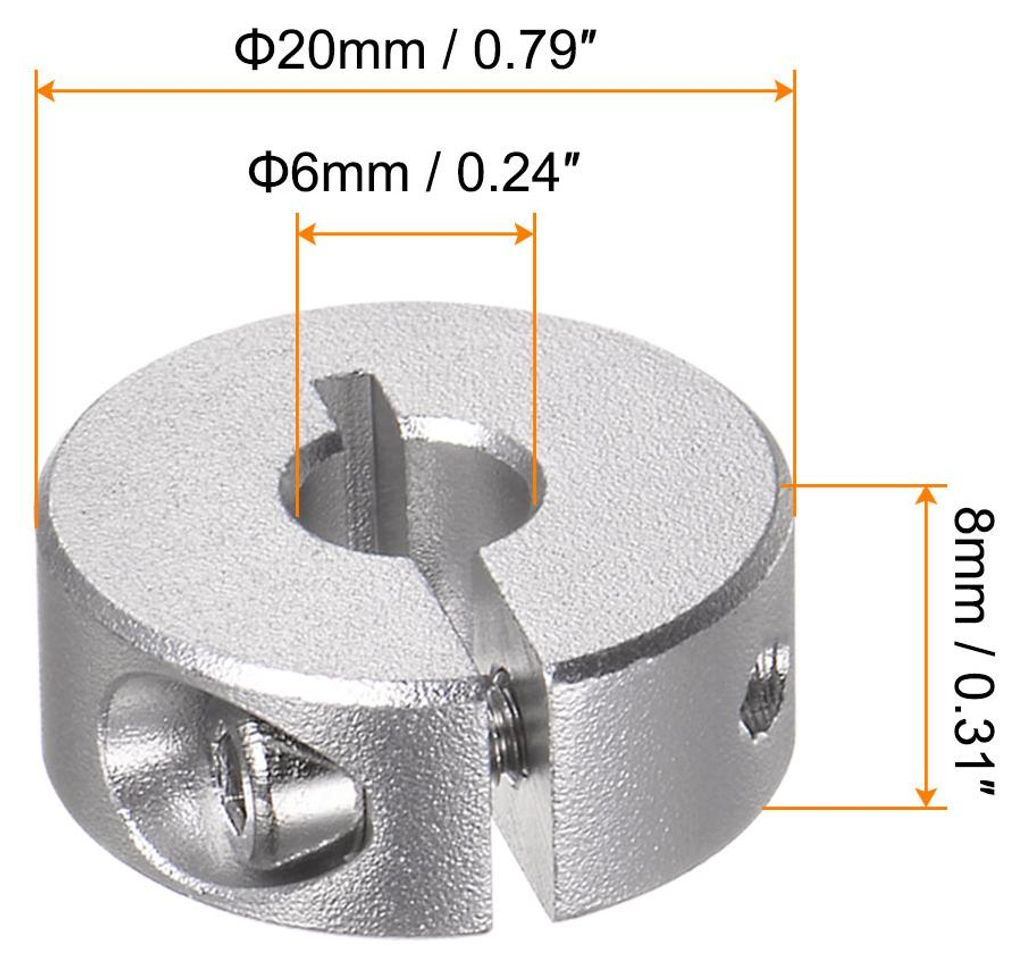 2Stk Geteilte Stellringe 6mm Bohrung 20mm AD 8mm Breite Aluminiumlegierung Tiefenanschlagringe fš¹r Rad Schubkarren Achsgetriebe Einheiten Maschi...