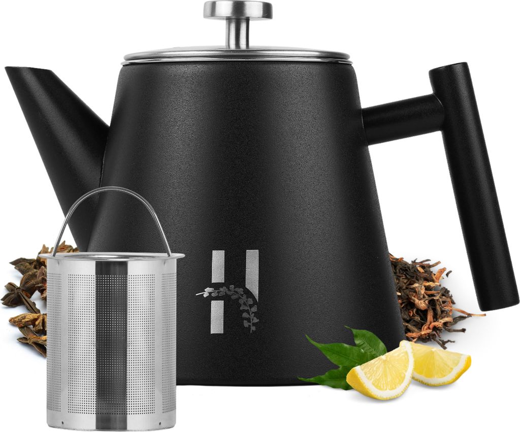 Hanamura Théière - Avec passoire - Double paroi - Noir - Image du produit 