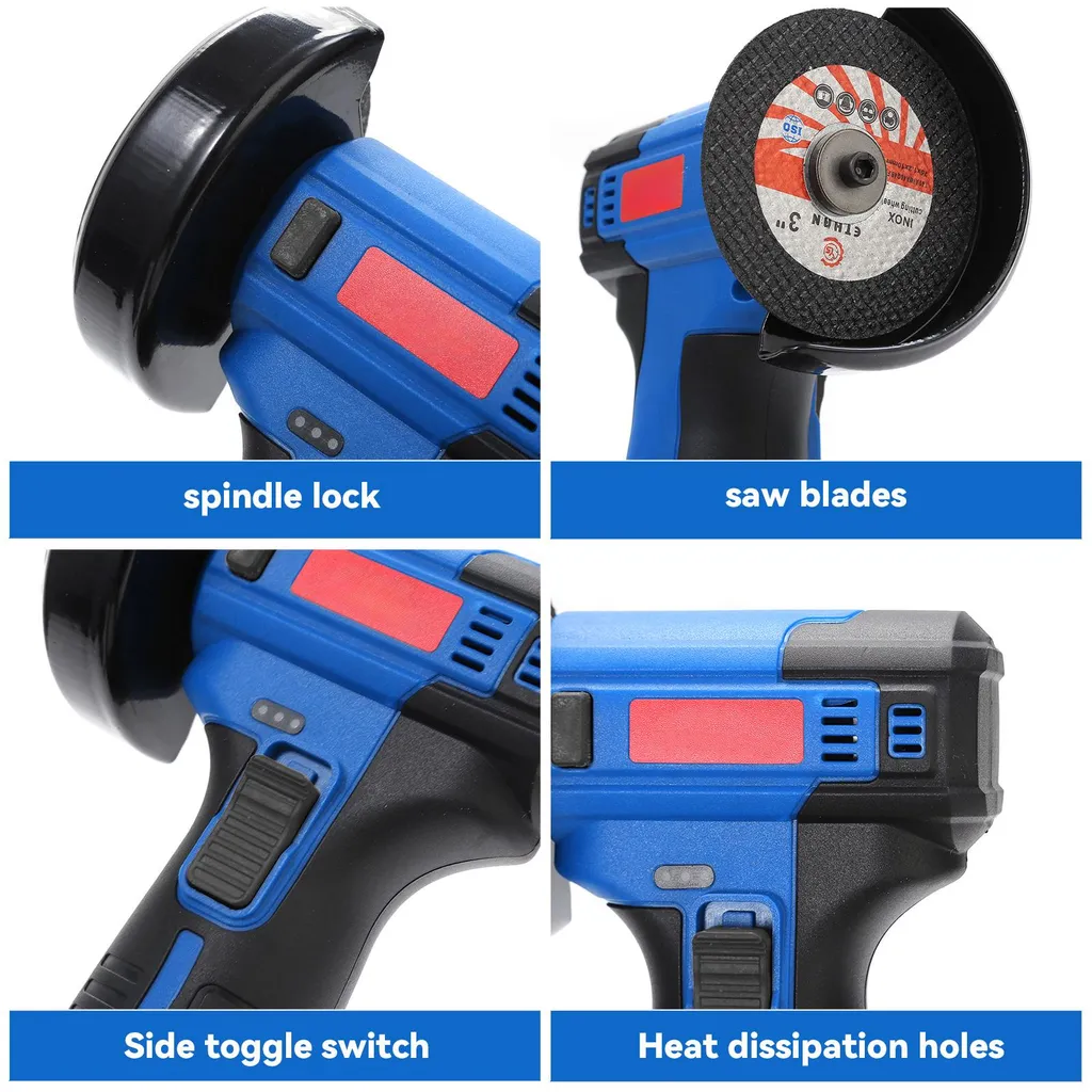 Meuleuse d'angle pour bricolage extérieur sans fil avec pack 2 batteries - 3