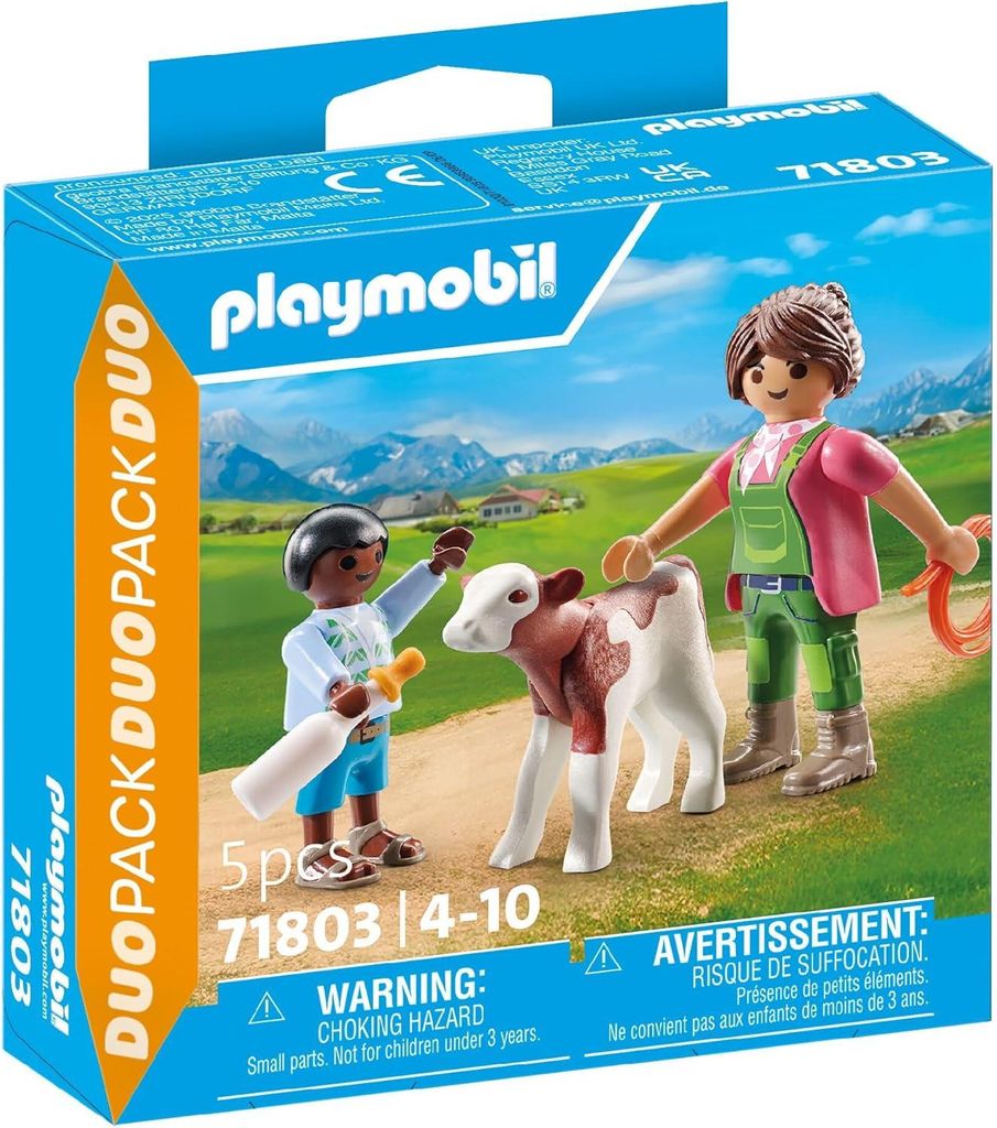 PLAYMOBIL 71803 Bäuerin mit Kind und Kalb