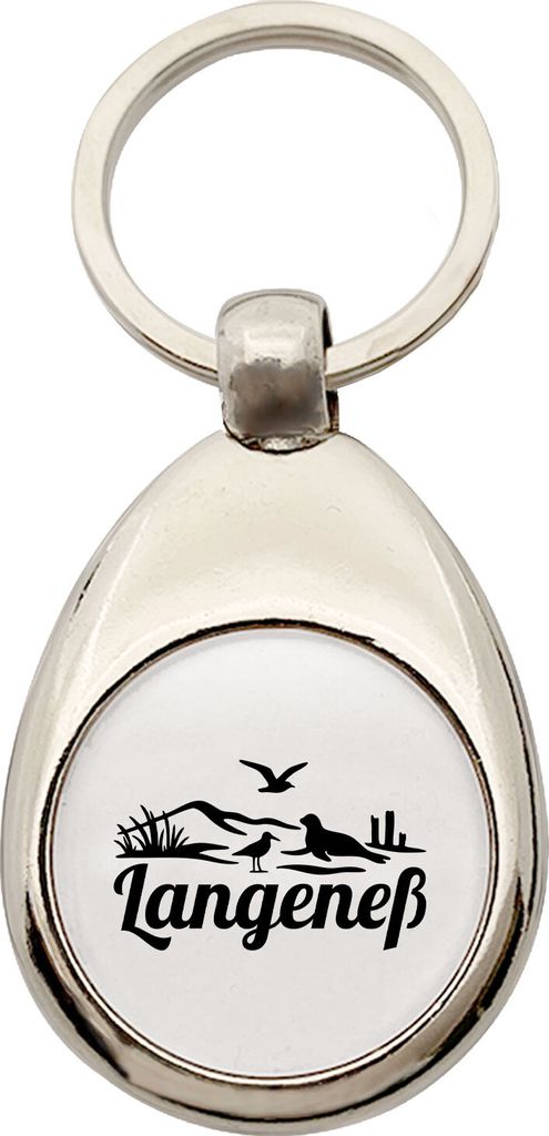 Huuraa Schlüsselanhänger Langeneß Strandmotiv Metall Schlüsselring Einkaufswagenchip Geschenkidee