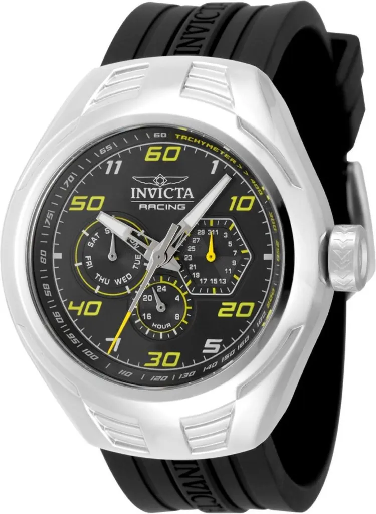 Invicta Racing 47724 Orologio Uomo Nero Acciaio e Silicone 46mm