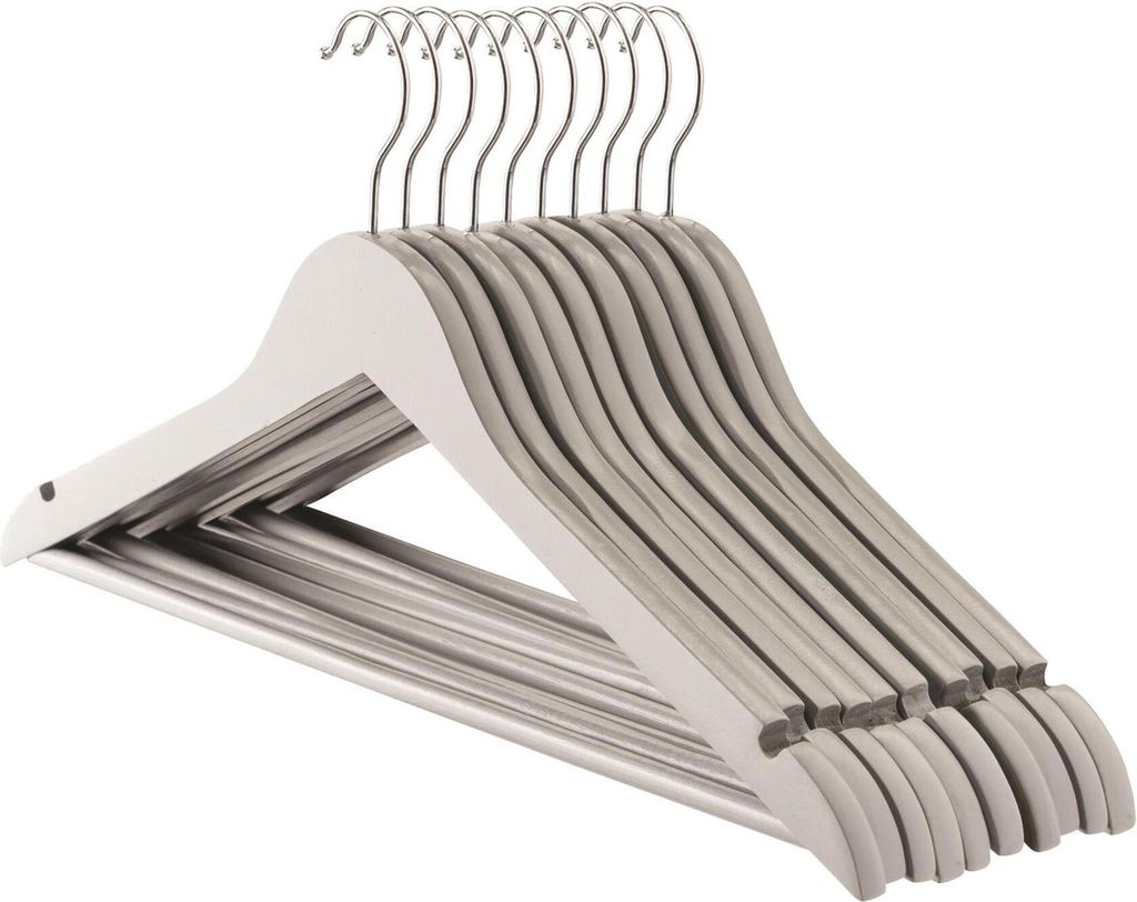 Kleiderbügel aus Holz mit Schulterkerben – Grau – 10er-Pack – von Harbor Housewares
