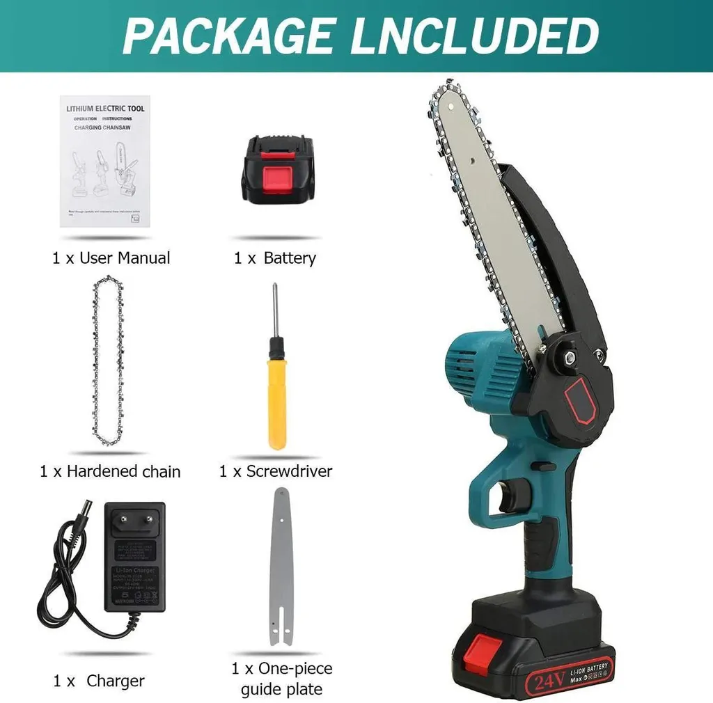 Mini Motosega Portatile a Batteria per Orto e Giardino - Spina UE - 2