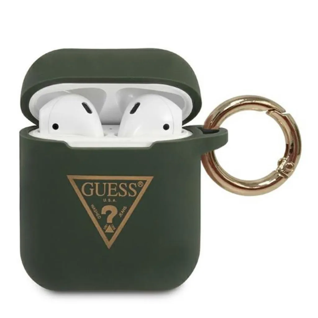 Offerta Custodia AirPods Guess Silicone Triangle Logo Khaki - Originale