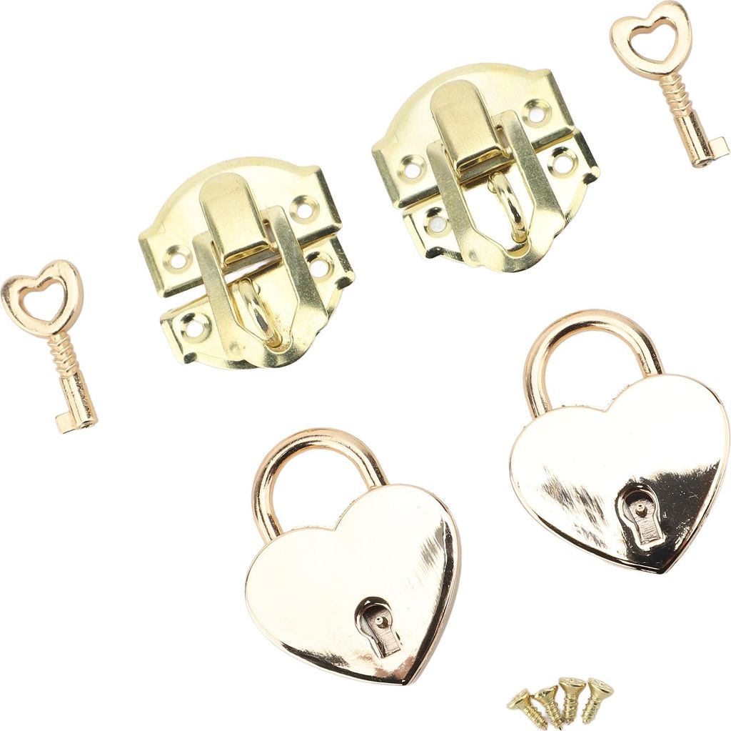 HaSP -Latch, Robuste Herzf?rmige Vorh?ngeschloss Anti Rusty Haspace Clasp Latch Padlock -Set 2 Sets mit Tasten fr Schmuckschachtel