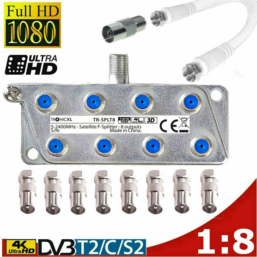 IEC Breitband Kabel Verteiler 8-fach TV Splitter  DVB-T Produktbild 