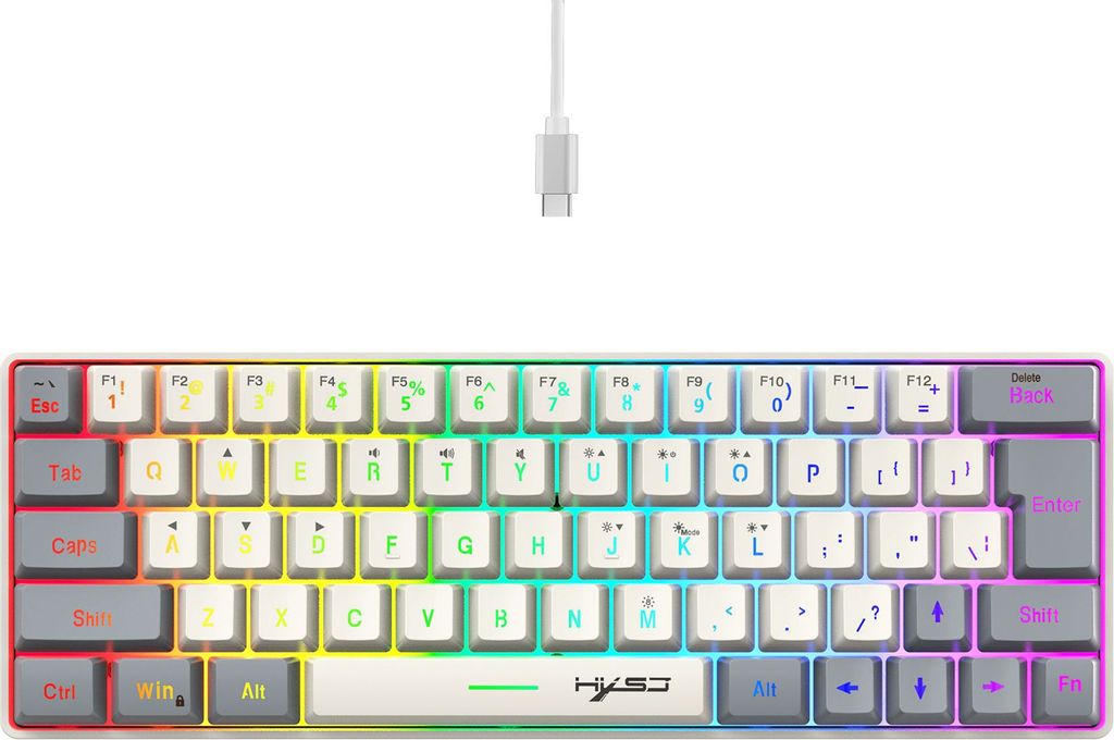 Membrantastatur 63-Tasten Bunte Beleuchtung Kabelgebundene Tastatur Gaming USB-C Kabel Abnehmbare Buerotastatur Businesstastatur PC Gaming Tastaturen