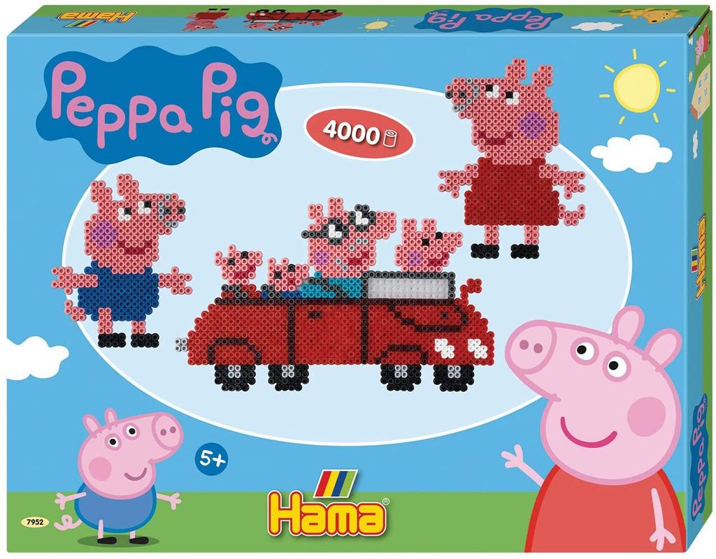 Hama 7952 Peppa Pig Wutz Midi 4000 Bügelperlen Set Geschenkpackung Stiftplatten 