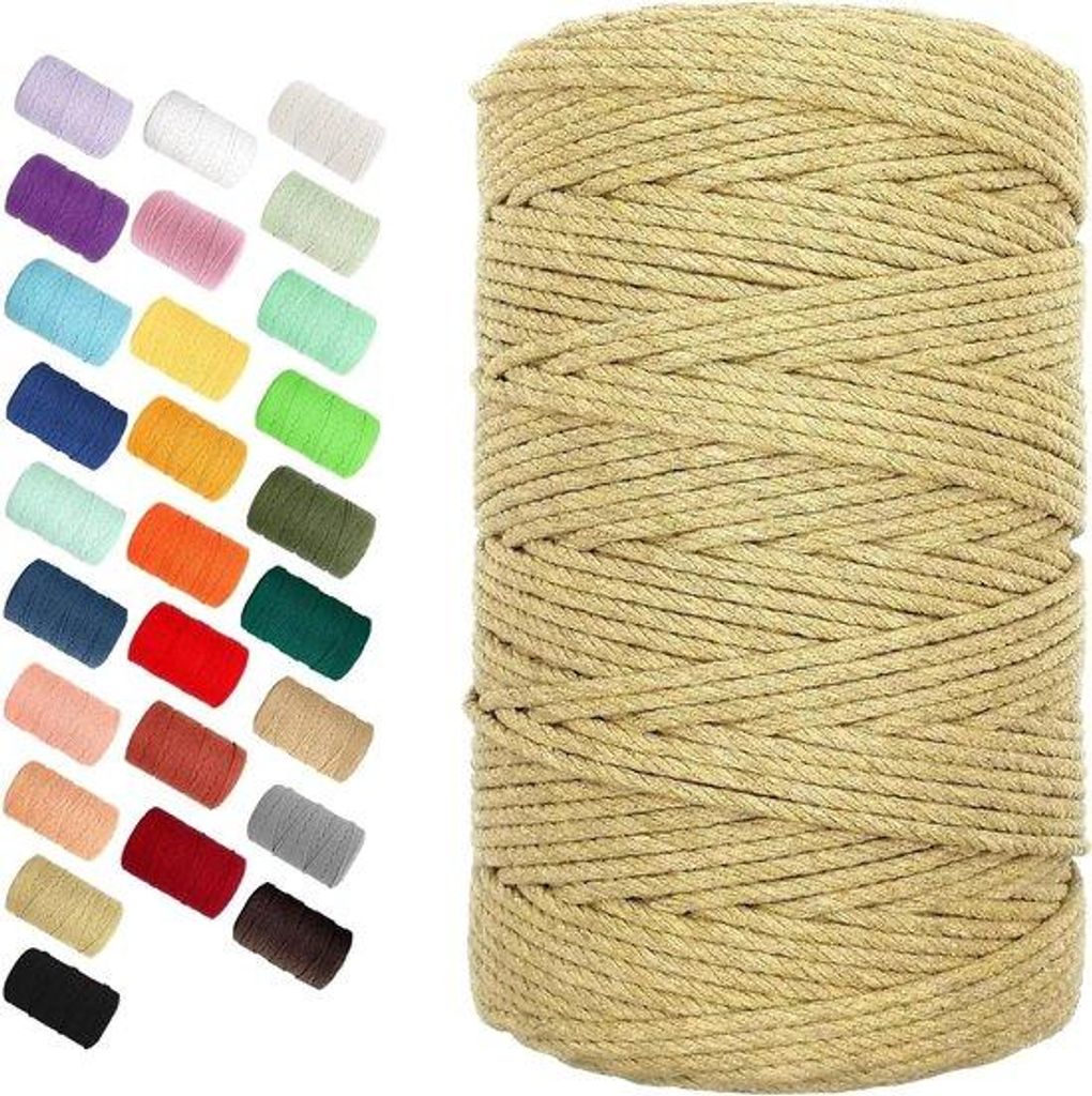 Kakikord aus Baumwolle - 4 Fäden - 220 Meter - für Macrame-Techniken