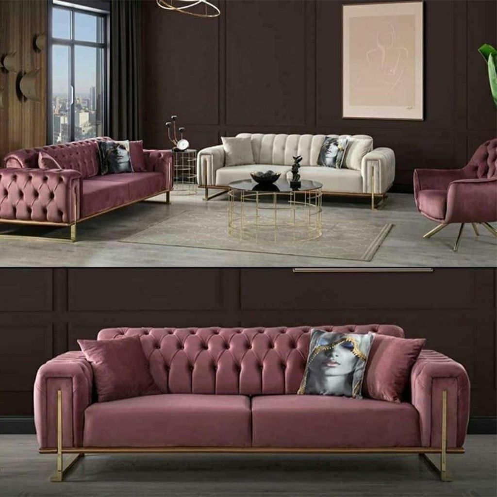 Designer Wohnzimmer Besteht aus Set 3-Sitzer Sofa und Sessel 2tlg. neu