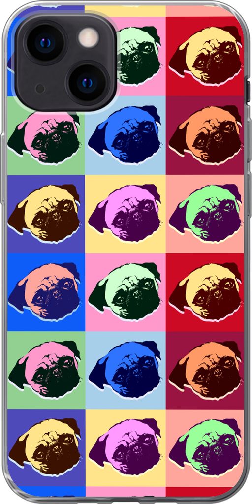 MuchoWow Handyhülle Schutzhülle Hülle für Telefoonhoesje iPhone 13 Muster - Hund - Mops - Jungen - Mädchen - Kinder - Kinder Silikon Softcas...