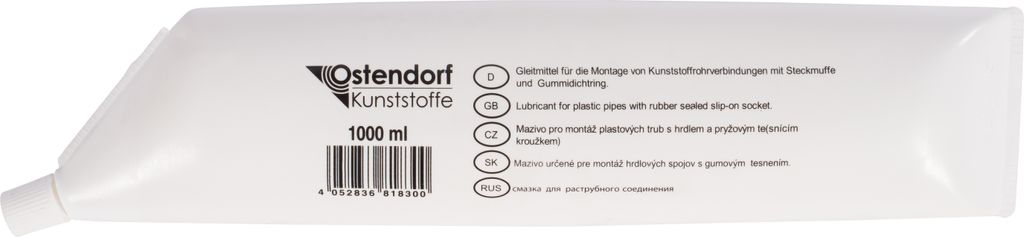 Ostendorf KG SN 4 Rohrmontagepaste 1000 g – Montagehilfe für KG-Rohre, Muffen & Dichtungen