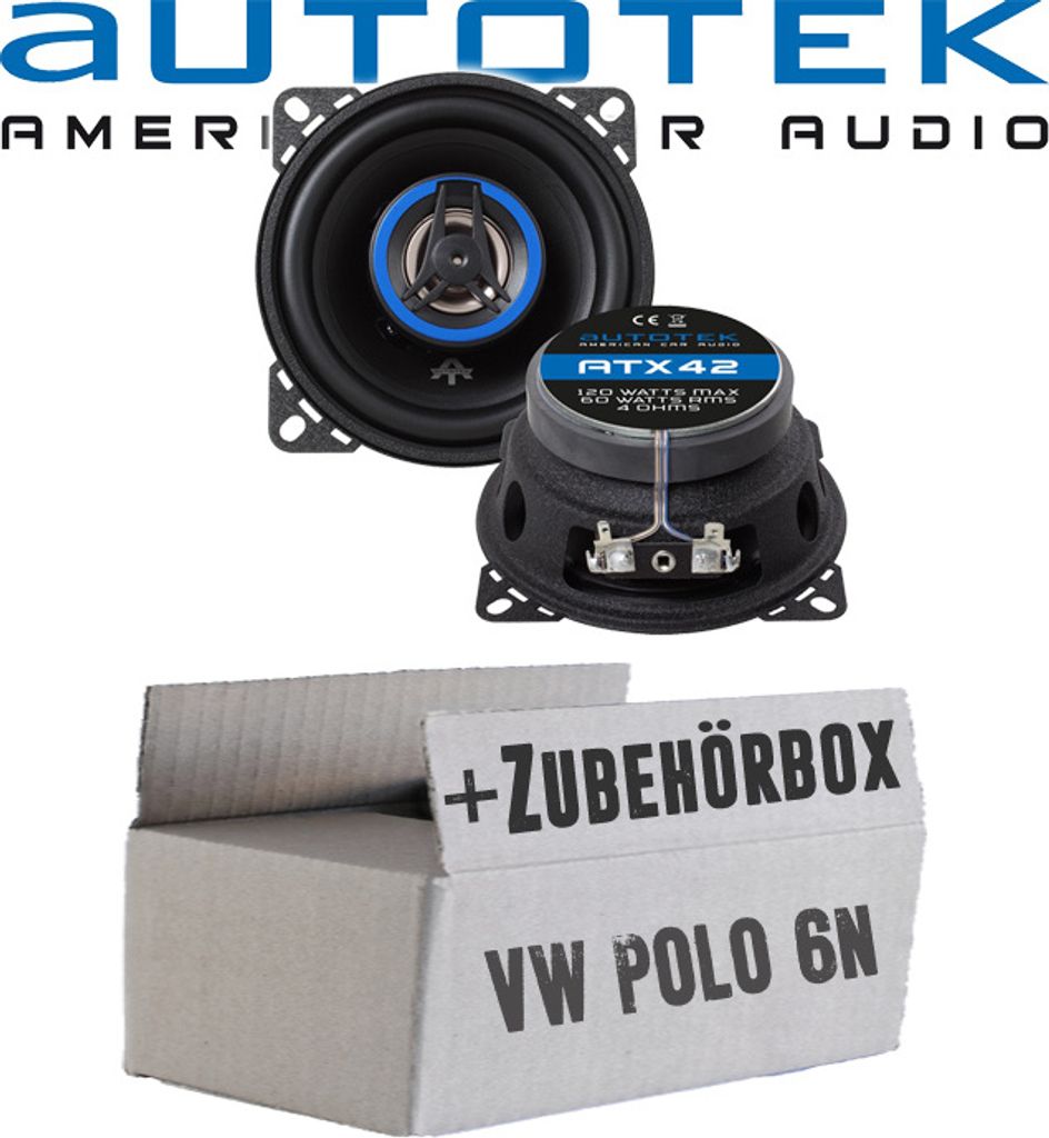 Lautsprecher Boxen Autotek ATX-42 | 2-Wege 10cm Koax Lautsprecher 100mm Auto Einbauzubehör - Einbauset passend für VW Polo 6N - justSOUND