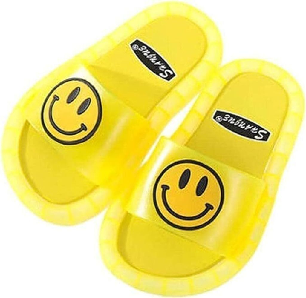 Kinderhausschuhe mit LED, Slip-Ons mit Smiley-Gesicht Sommer Hausschuhe - HAPPYS Gelb 28/29