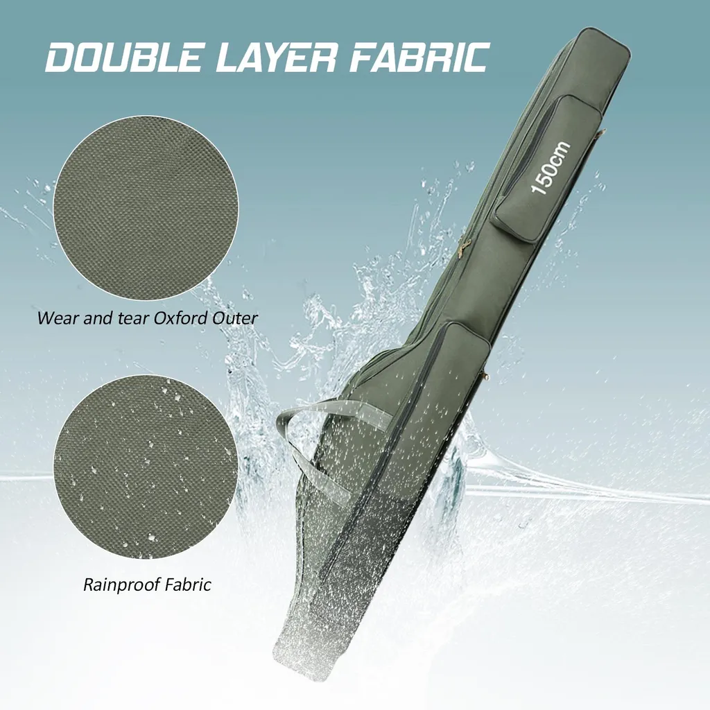 Fourreau de pêche 150cm portable et pliable avec grands compartiments