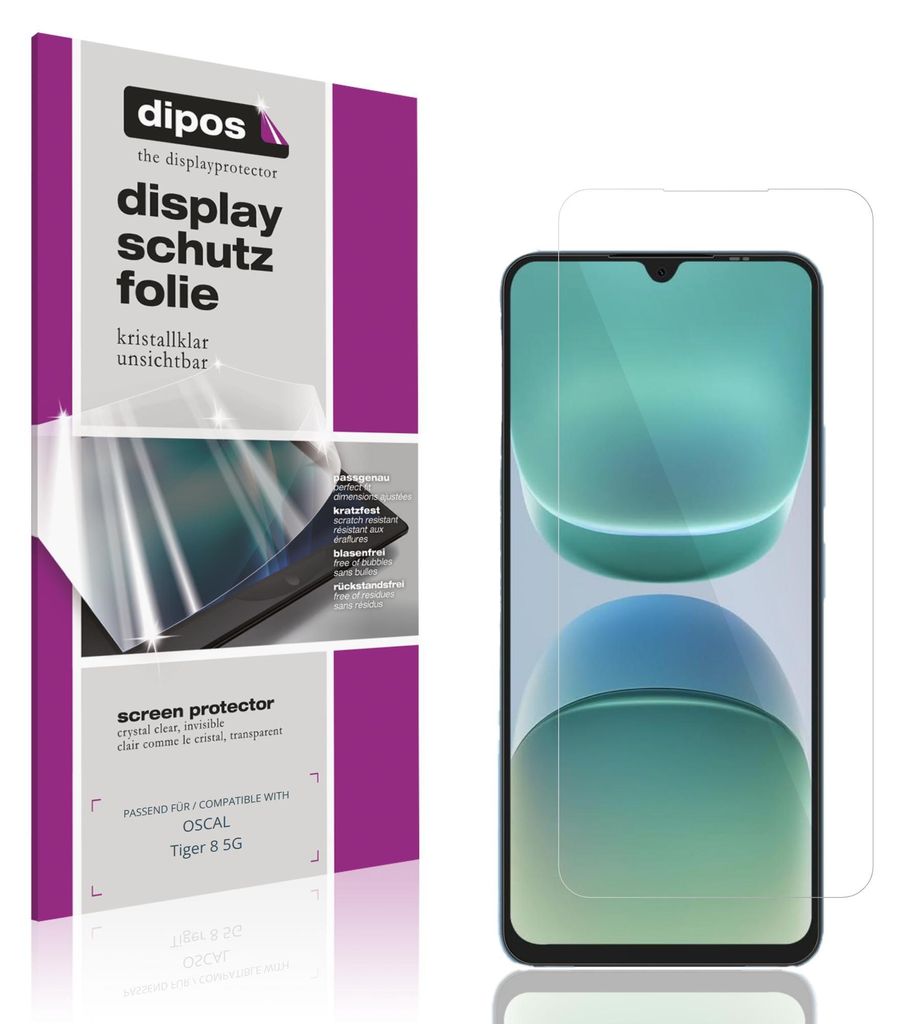 4x Schutzfolie für OSCAL Tiger 8 5G klar Displayschutzfolie Folie Display Schutz dipos