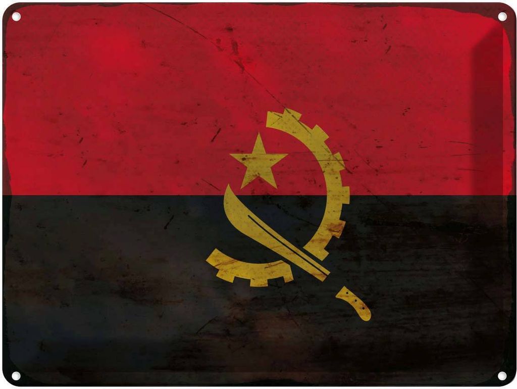 vianmo Blechschild 30x40 cm Angola Flagge Fahne Wappen